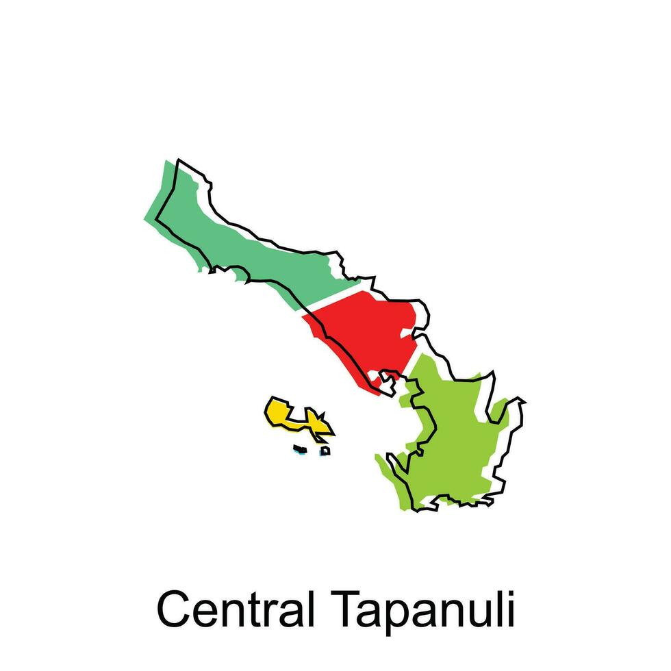 mapa ciudad de central tapanuli logo diseño, provincia de norte Sumatra, mundo mapa internacional vector modelo con contorno gráfico bosquejo estilo