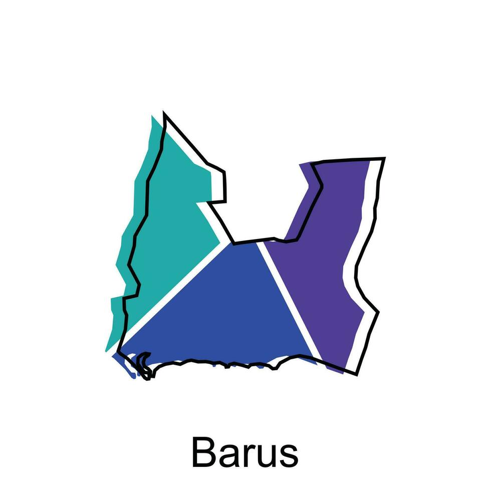 mapa ciudad de barús logo diseño, provincia de norte Sumatra, mundo mapa internacional vector modelo con contorno gráfico bosquejo estilo