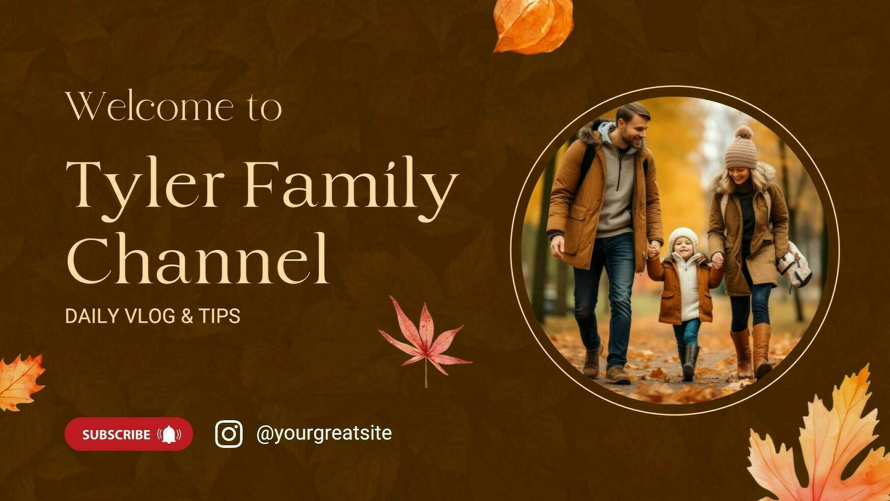 Brown Autumn Happy Family Youtube Banner template