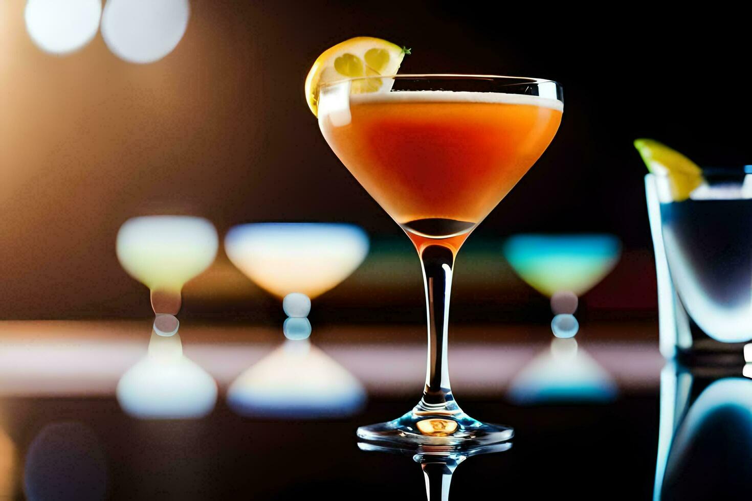 cocktail on a bar counter. AI-Generated photo
