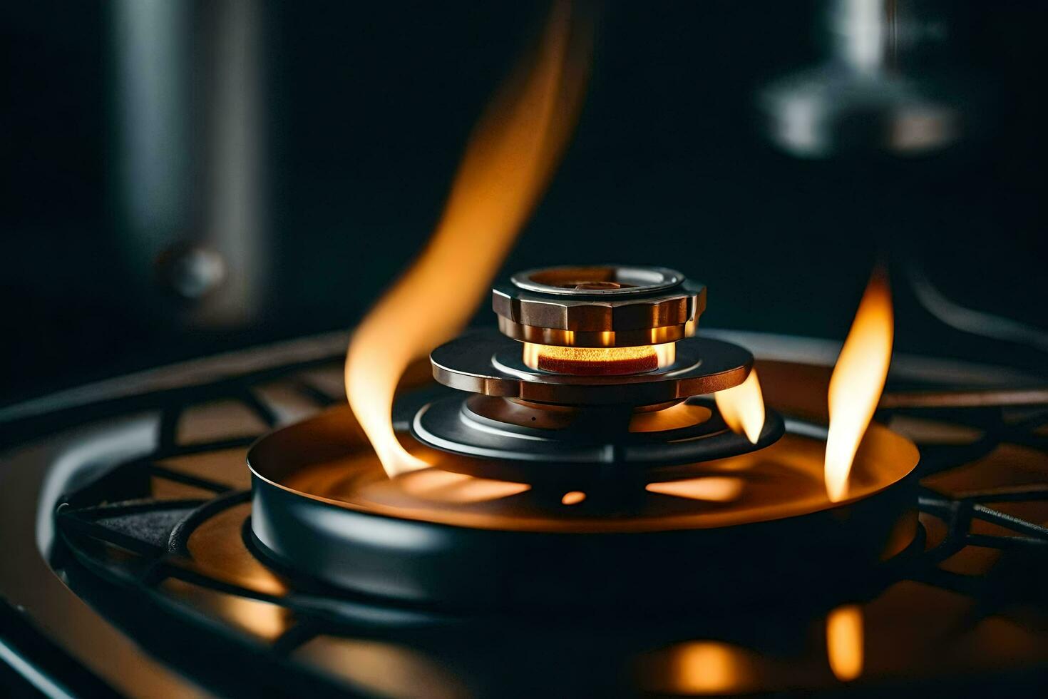 a gas burner on top of a stove. AI-Generated photo