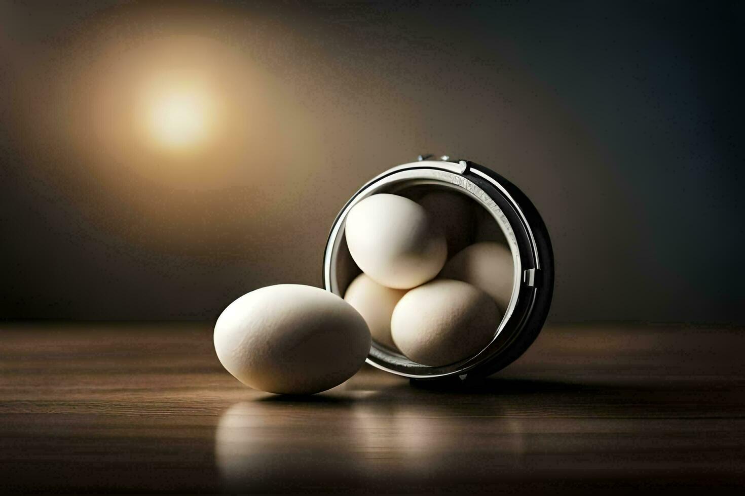 a small container with three eggs in it. AI-Generated photo