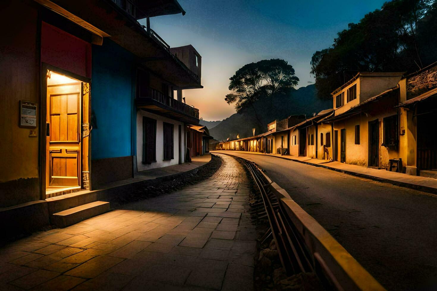 un calle en el pueblo de santos, santos, Guatemala. generado por ai foto