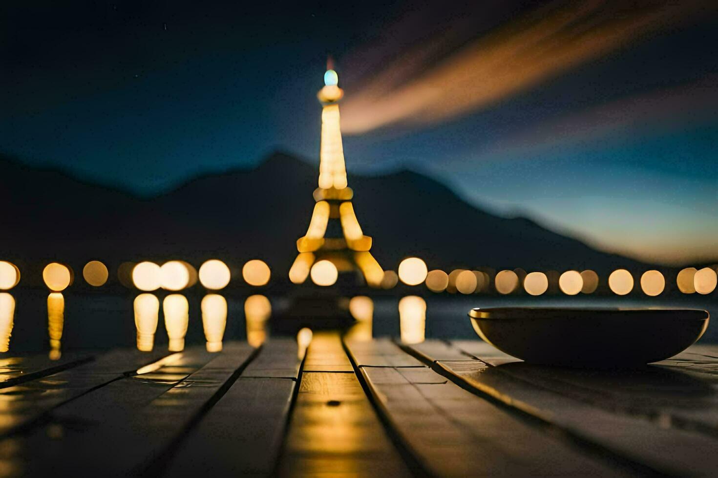 el eiffel torre, París, Francia, noche, ciudad, hd fondo de pantalla. generado por ai foto