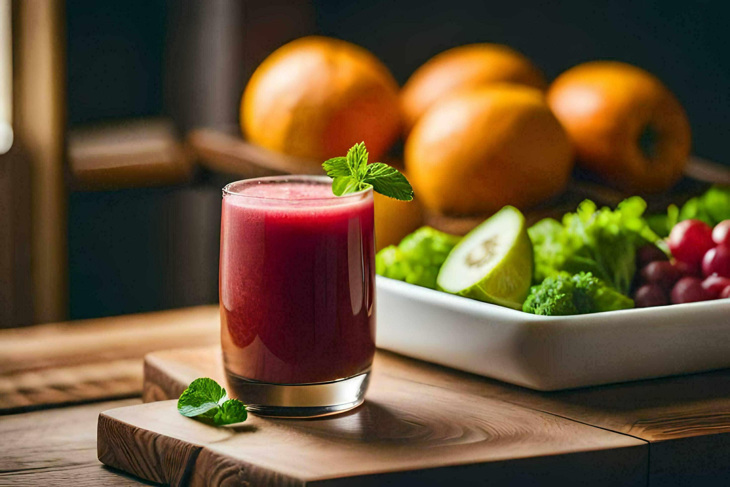 a glass of juice with fruit and vegetables. AIGenerated 33364351 Stock