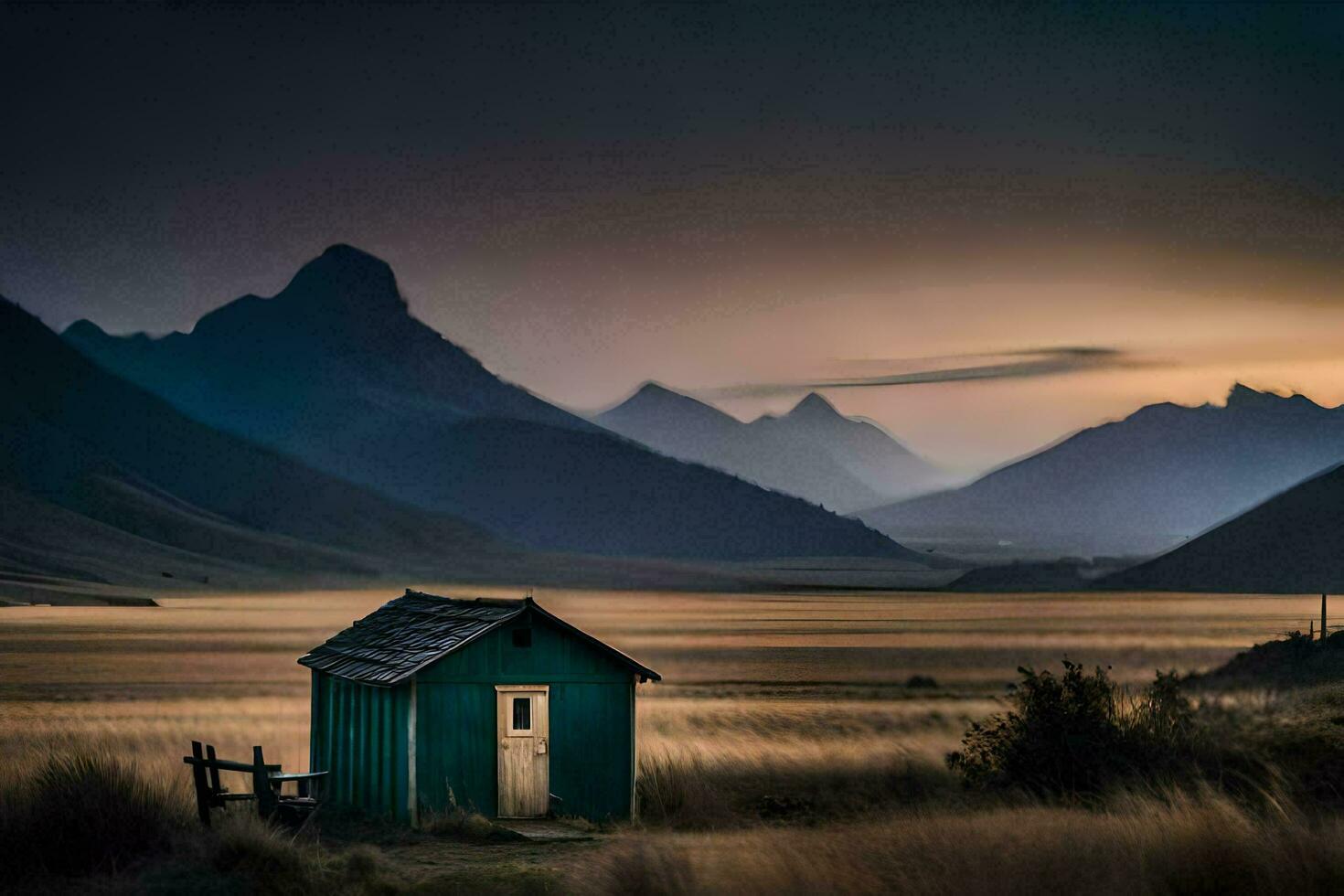 the hut in the middle of nowhere. AI-Generated photo