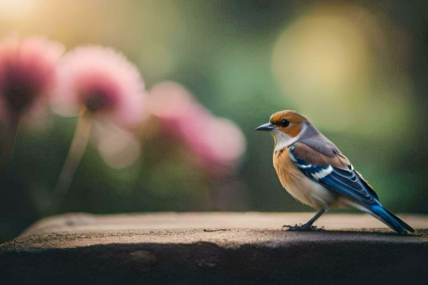 foto fondo de pantalla pájaro, el sol, flores, el pájaro, el pájaro, el pájaro, el. generado por ai