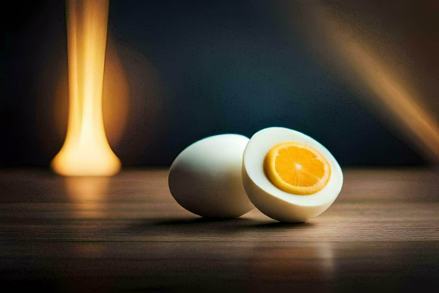 an egg with an orange slice on top. AI-Generated photo