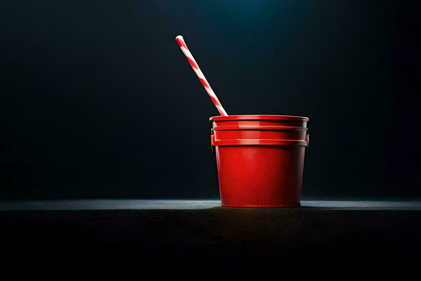 un rojo el plastico taza con un Paja en él. generado por ai foto