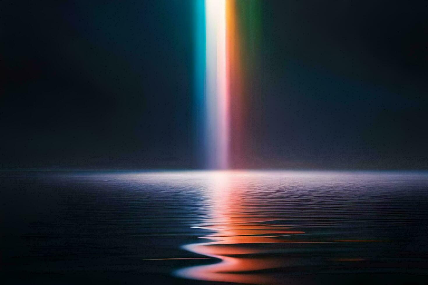 a rainbow beam is reflected in the water. AI-Generated photo