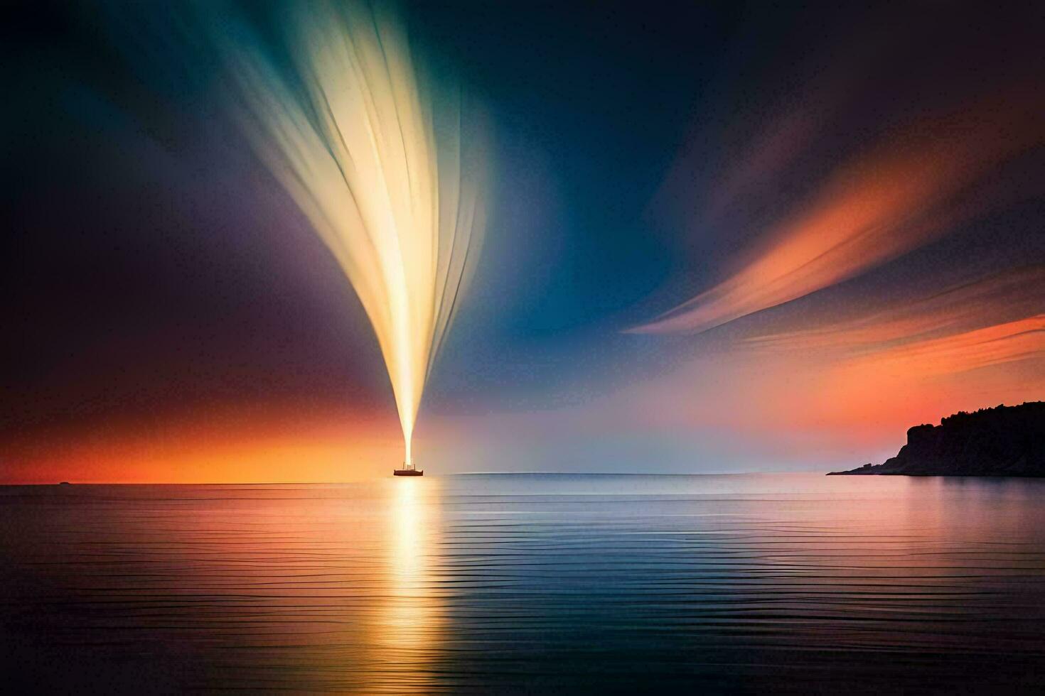 a long exposure photograph of a lighthouse in the ocean. AI-Generated photo