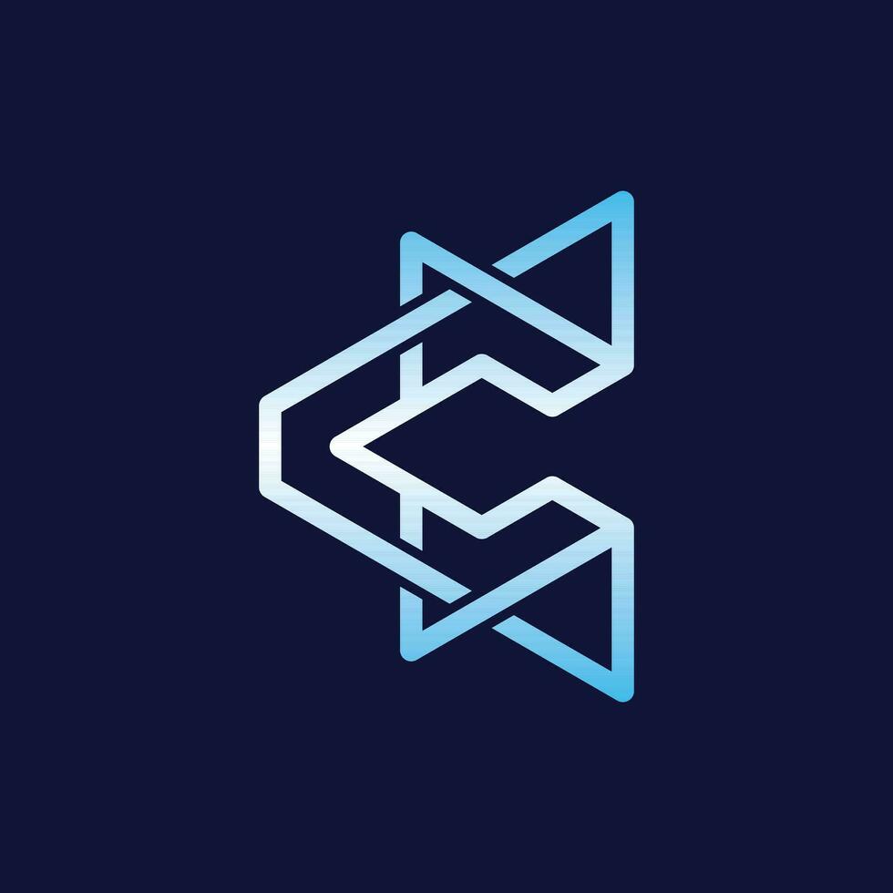 Letter C Technology modern logo design, C Letter with Connected Network Logo Vector template, suitable for your company