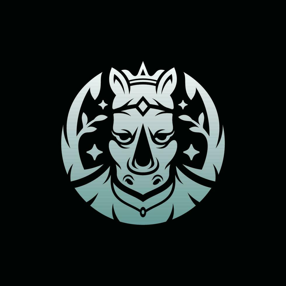 Rhino Goddess Illustration logo design, logo icon design template. Demeter, hera aphrodite, hestia, flat modern vector illustration