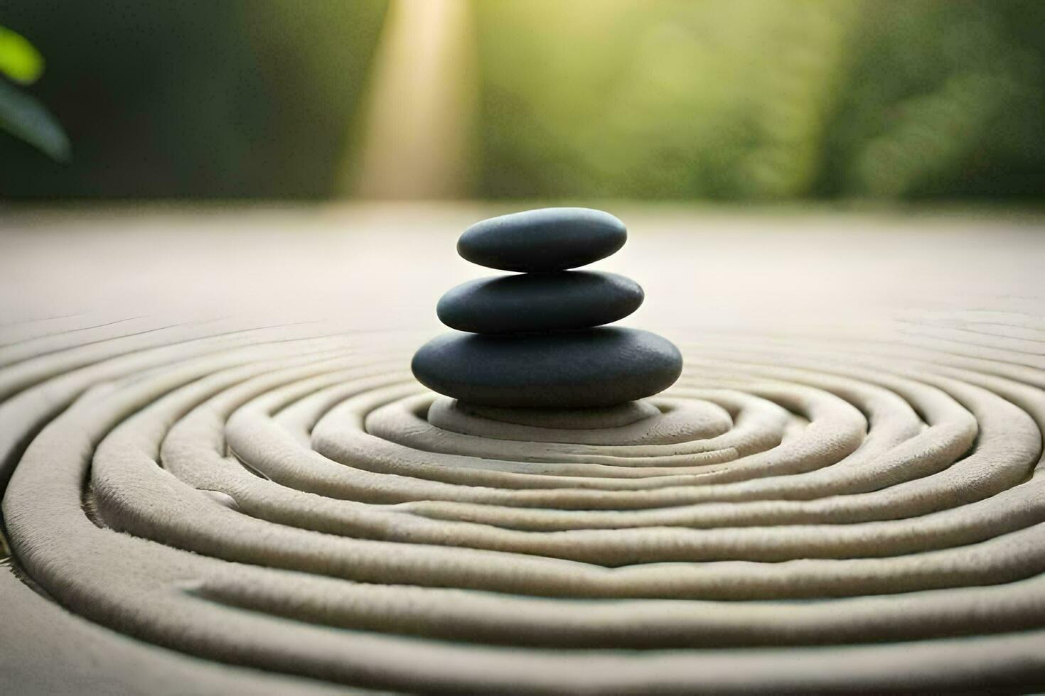 un apilar de piedras en un zen jardín. generado por ai foto