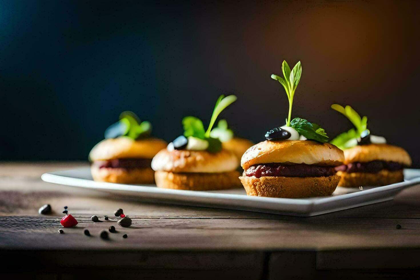 small sandwiches on a white plate. AI-Generated photo