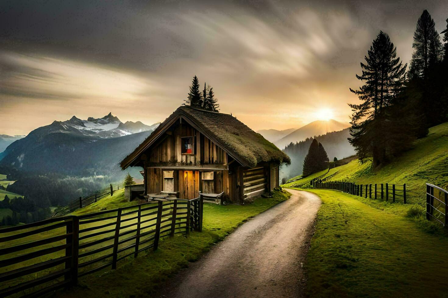 el la carretera a el Alpes. generado por ai foto