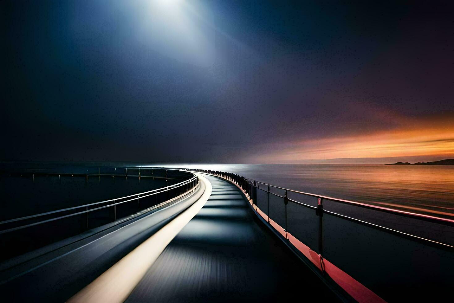 a long exposure photo of a bridge over the ocean. AI-Generated