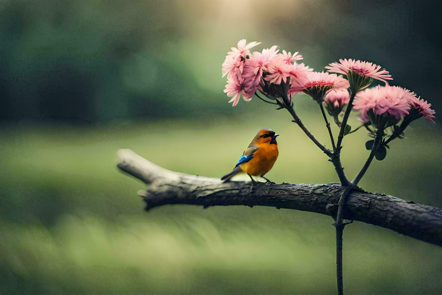 foto fondo de pantalla el pájaro, flores, naturaleza, pájaro, pájaro, pájaro, pájaro, pájaro,. generado por ai