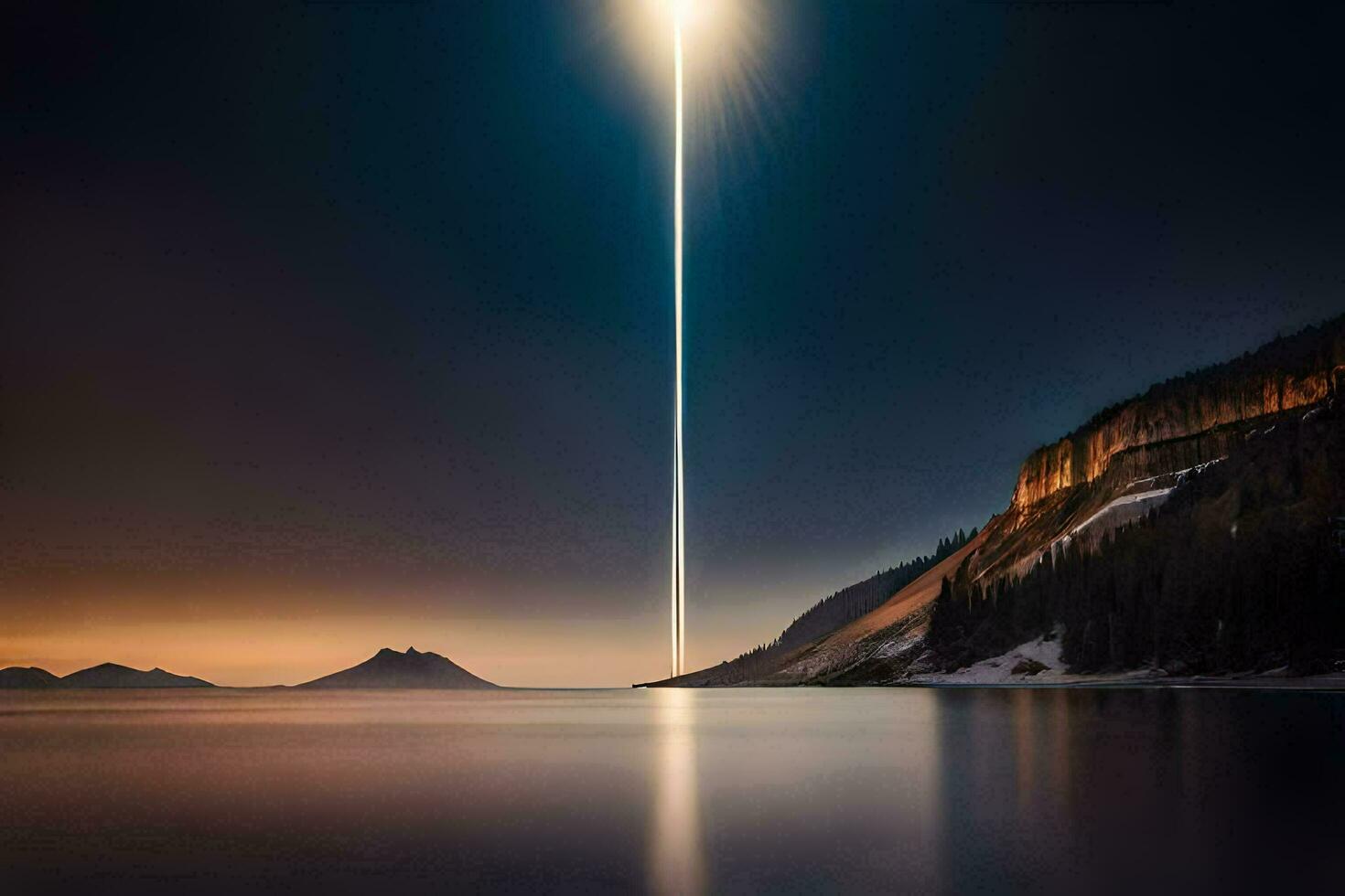 a long line of light is seen in the sky. AI-Generated photo