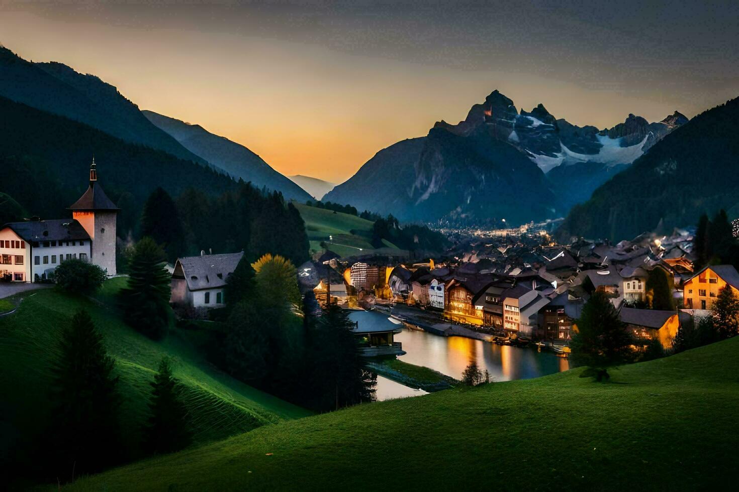 el pueblo de Schweinfurt, Suiza. generado por ai foto