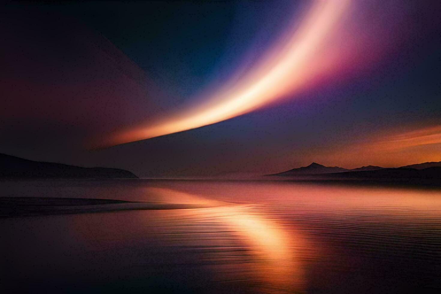 a long exposure photograph of a bright light in the sky. AI-Generated photo