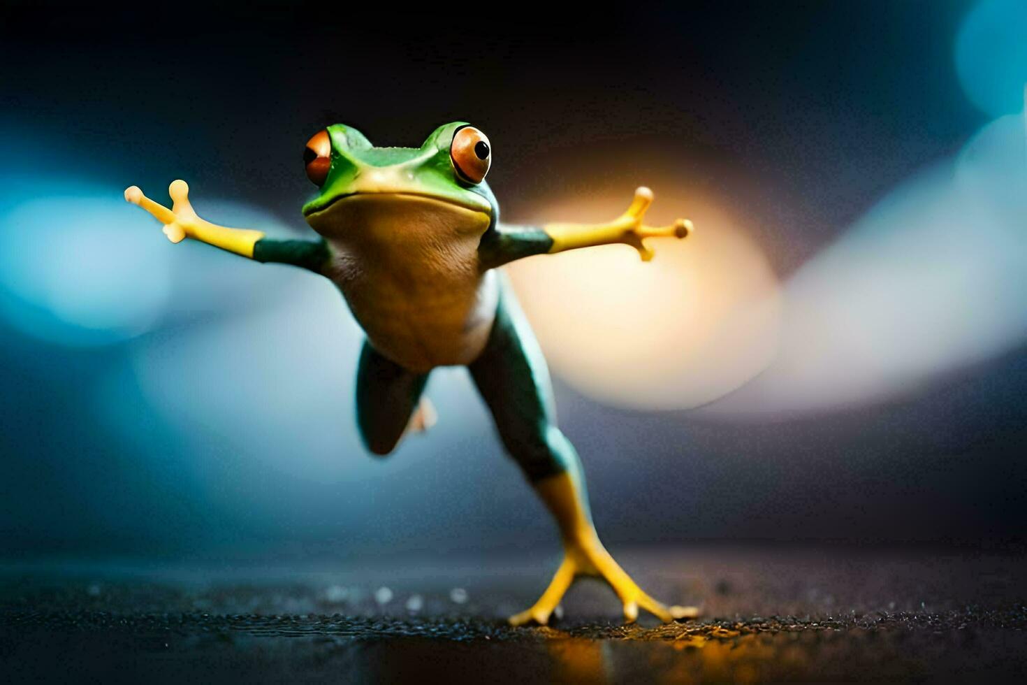 a frog is jumping in the air. AI-Generated photo