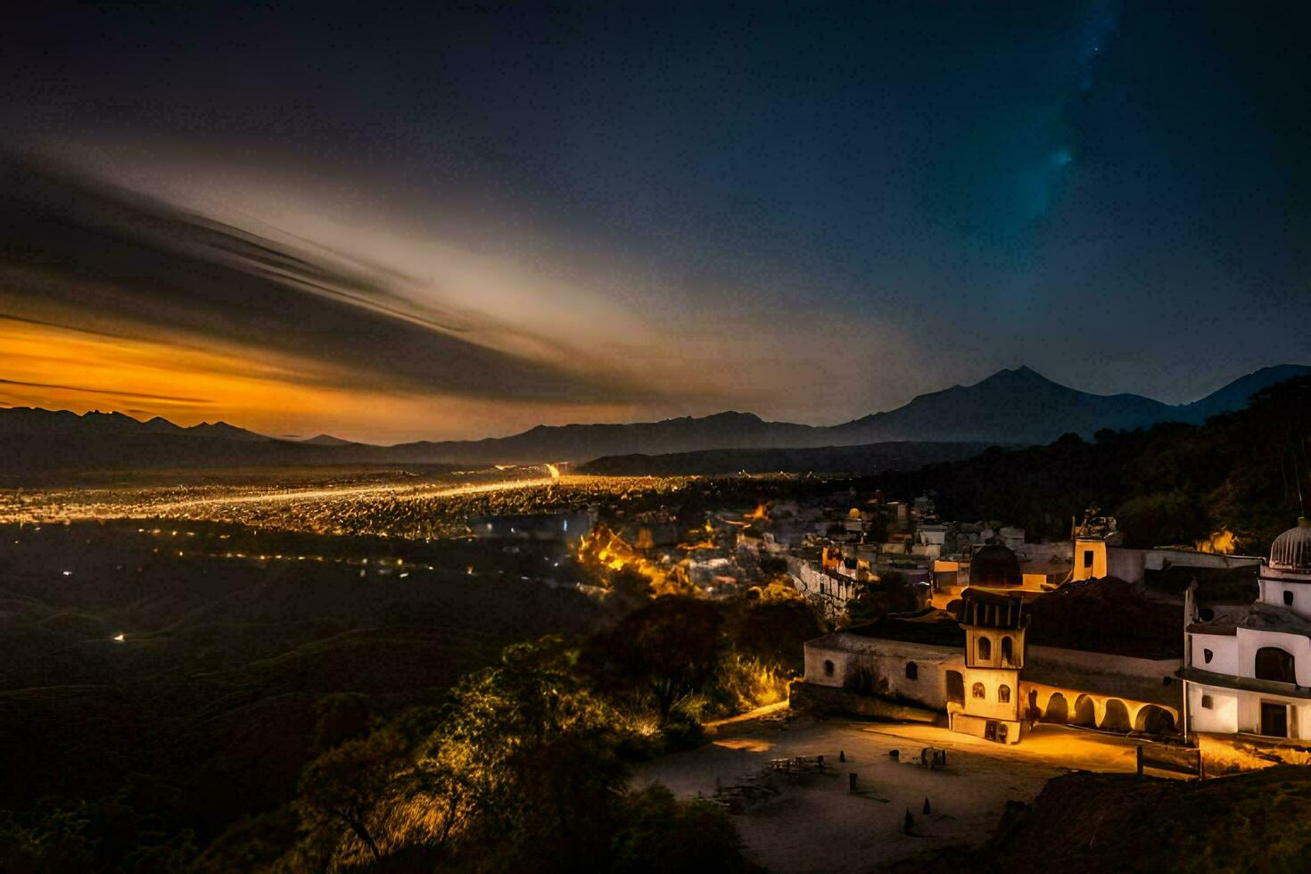 the city of person at night. AI-Generated photo