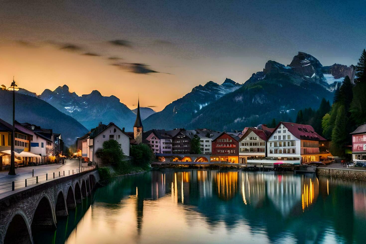 the town of altenburg at dusk. AI-Generated photo