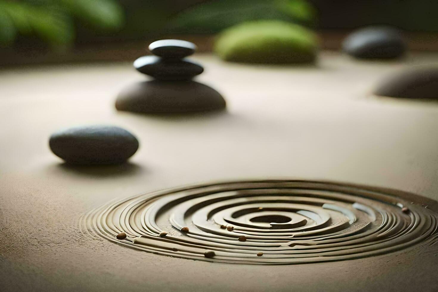 a spiral pattern is shown on the ground. AI-Generated photo
