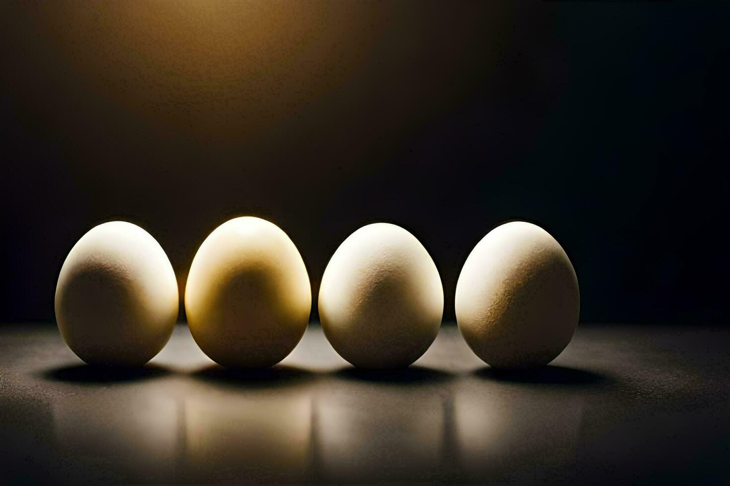 five eggs are lined up in a row. AI-Generated photo