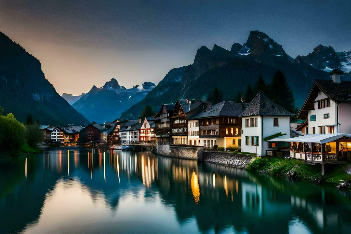 photo wallpaper the sky, mountains, water, lake, switzerland, lake, the