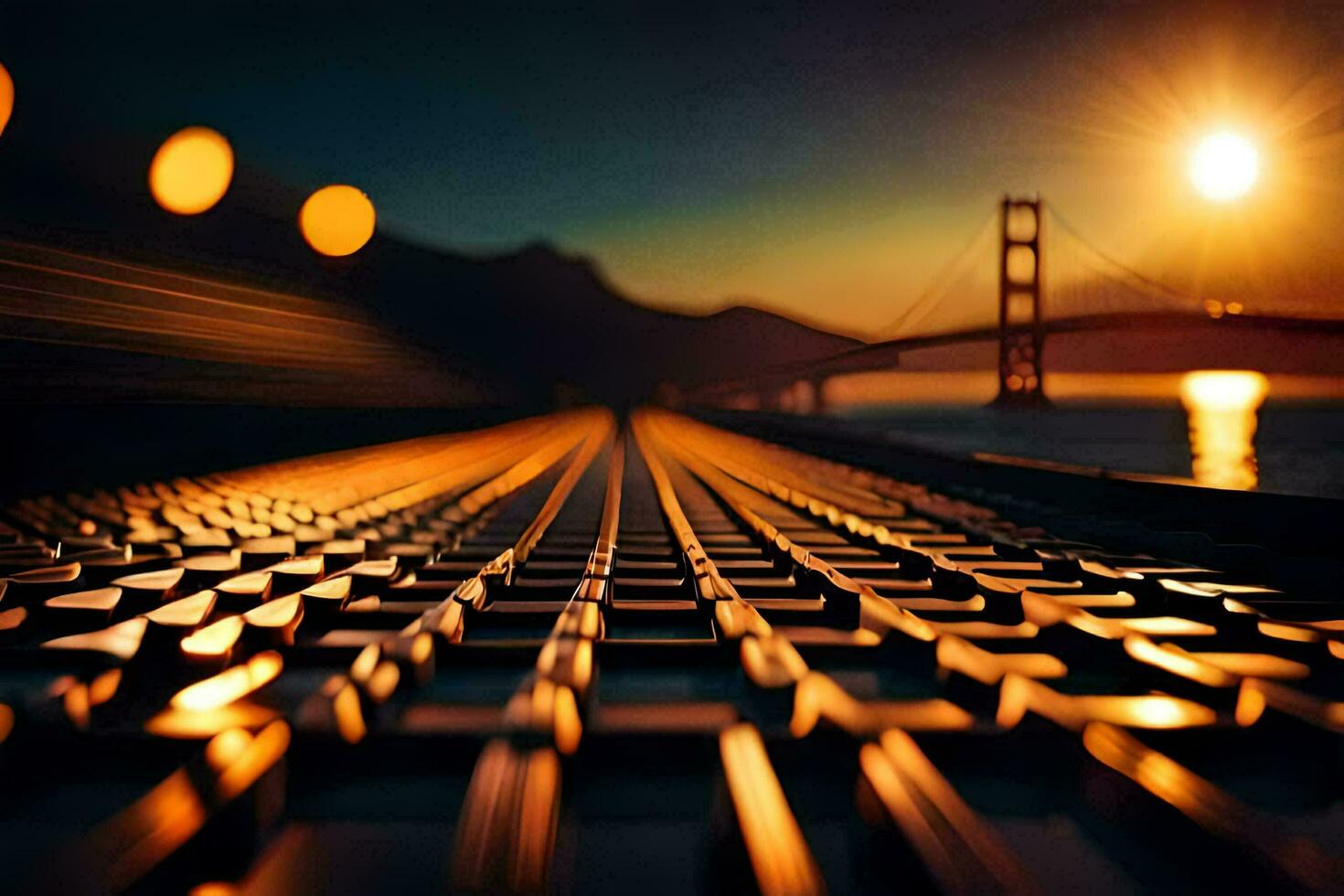 the golden gate bridge at sunset. AI-Generated photo