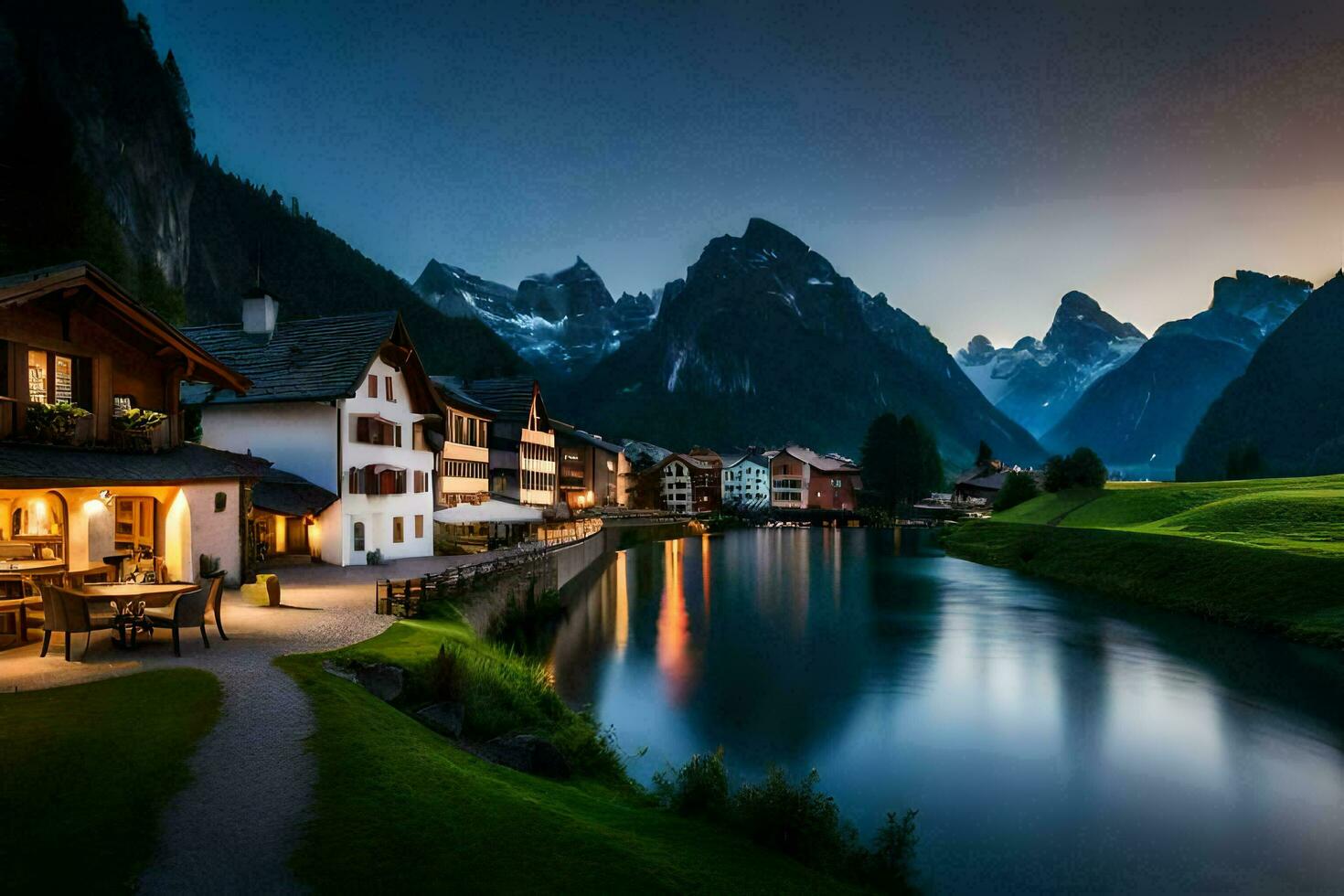 el pueblo de alpbach, Suiza. generado por ai foto