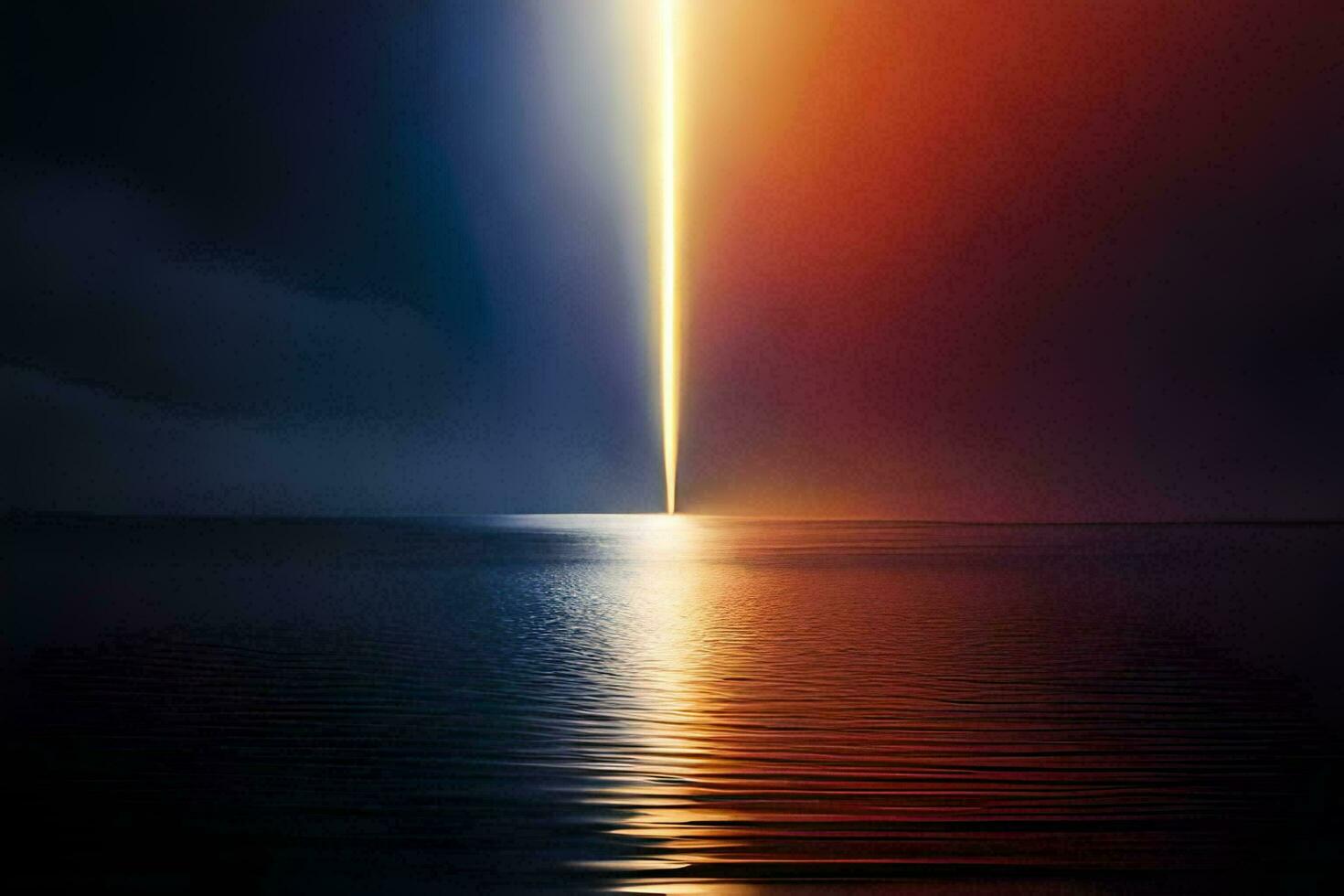 a light shining over the water. AI-Generated photo