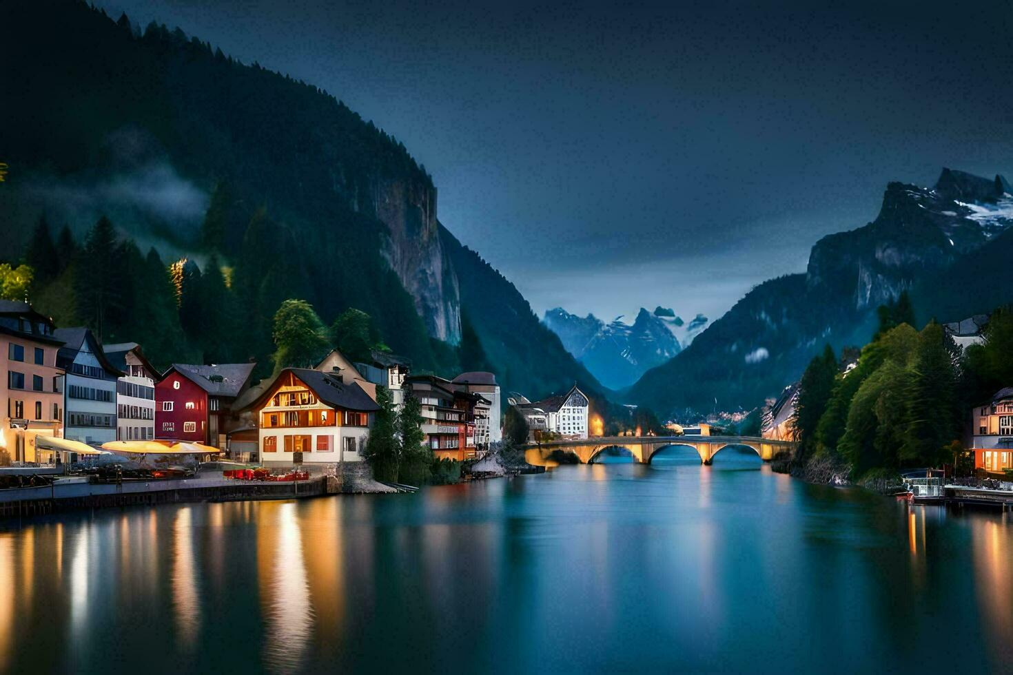 the town of hallstatt, austria. AI-Generated photo