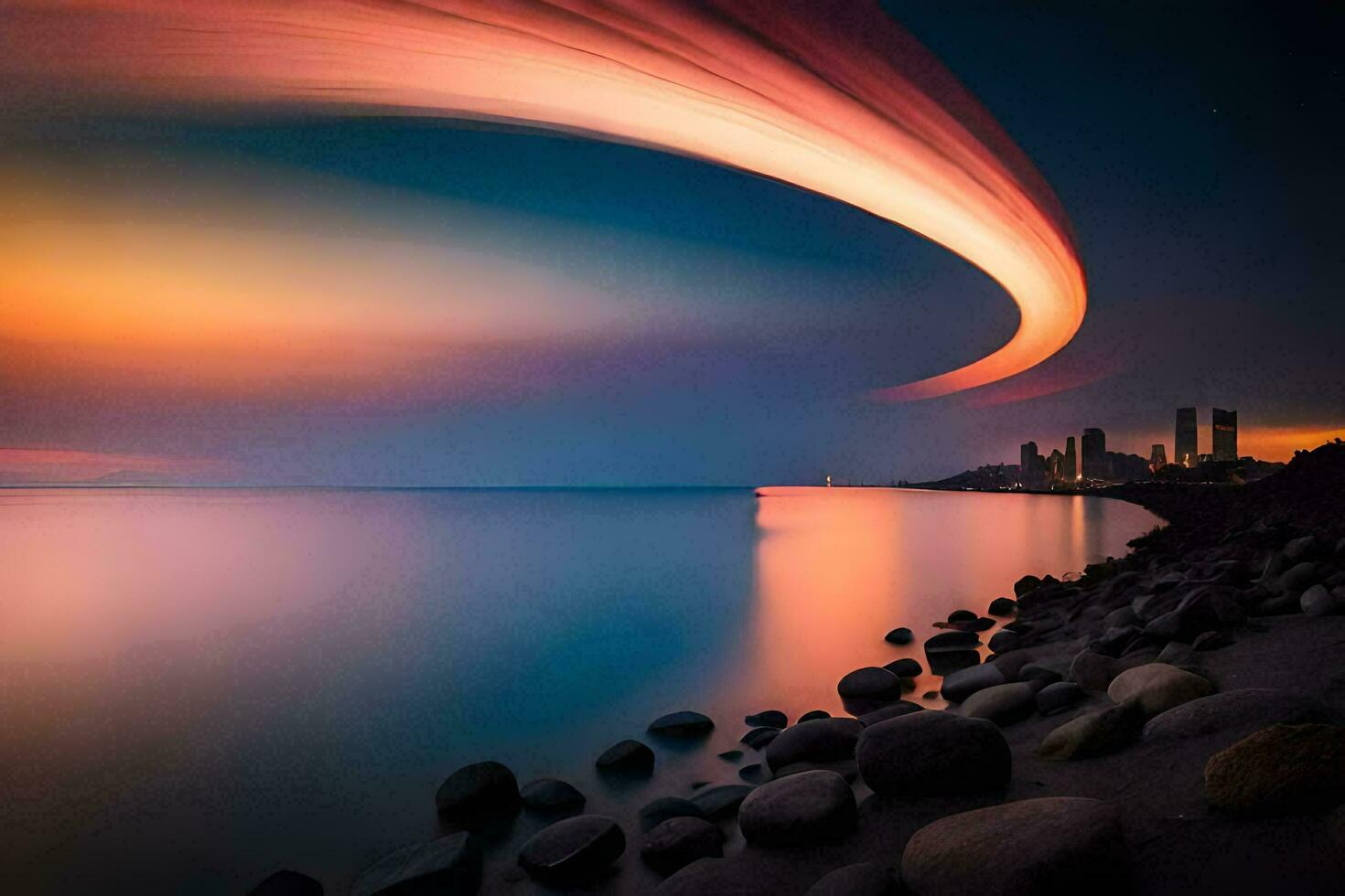 a long exposure photo of a long line of light in the sky. AI-Generated