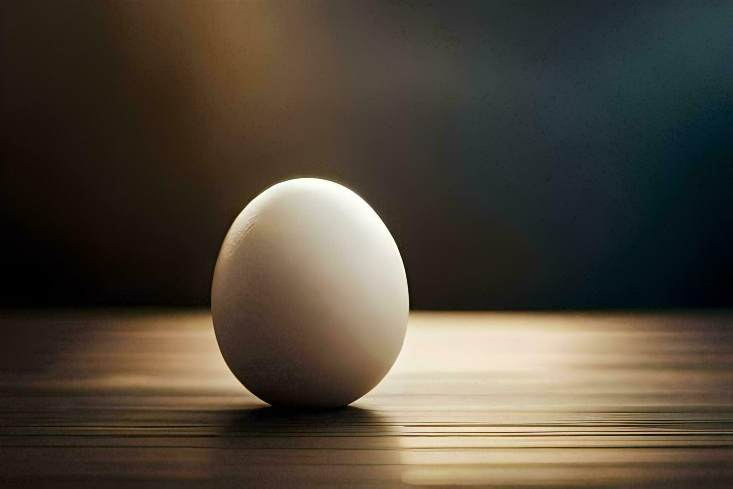 an egg sitting on a table in front of a bright light. AI-Generated photo