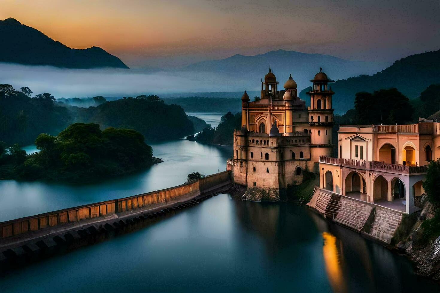 el hermosa palacio en udaipur, India. generado por ai foto