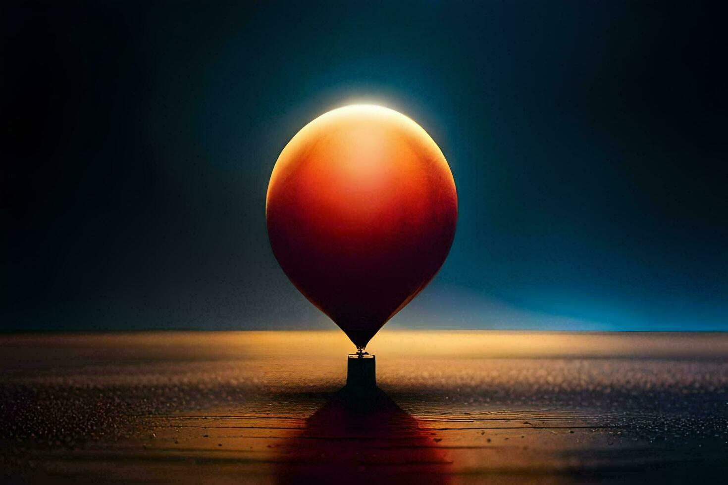 a red balloon with a light shining on it. AI-Generated photo