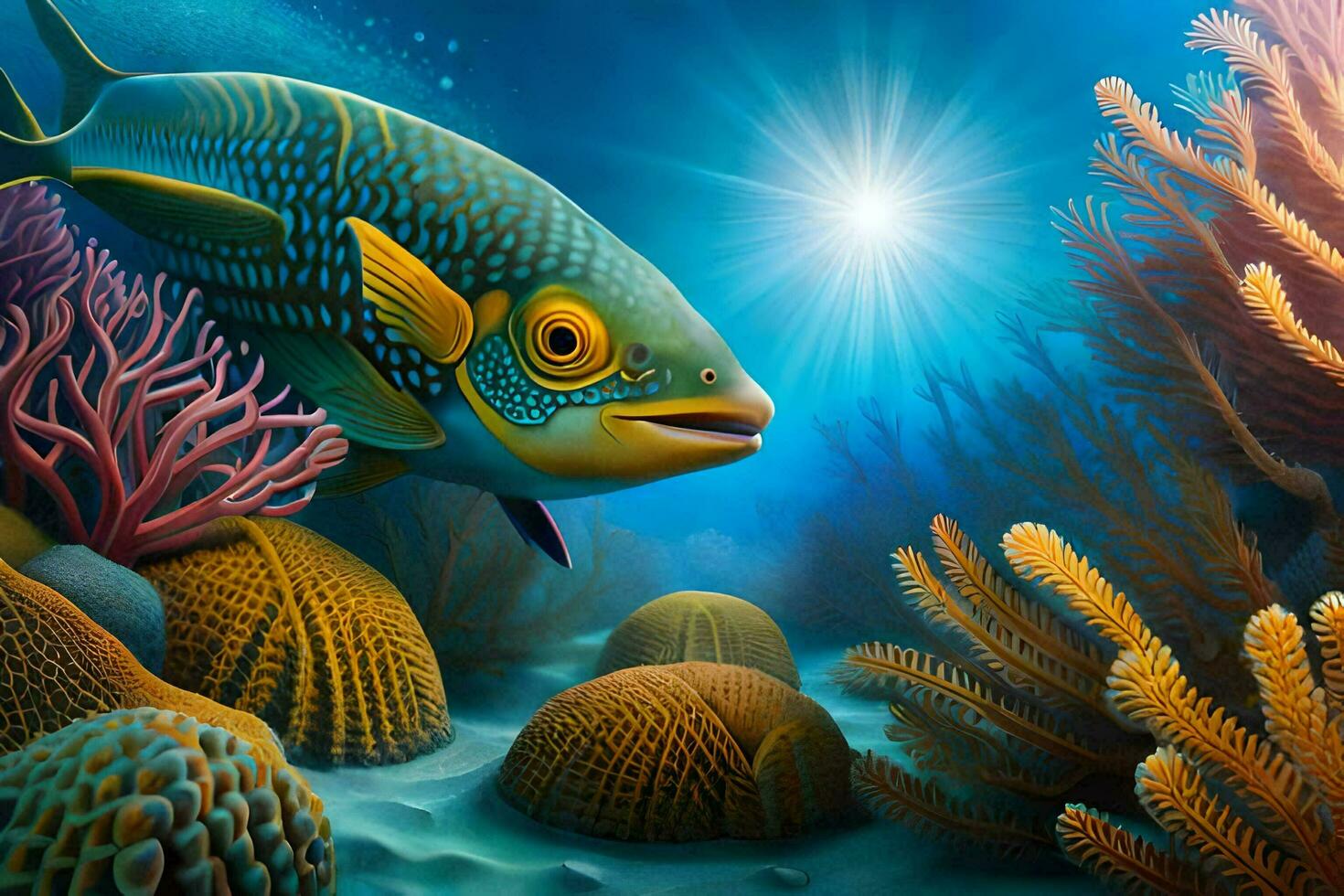 fish, coral, sea, fish, coral, underwater, underwater hd wallpaper. AI-Generated photo