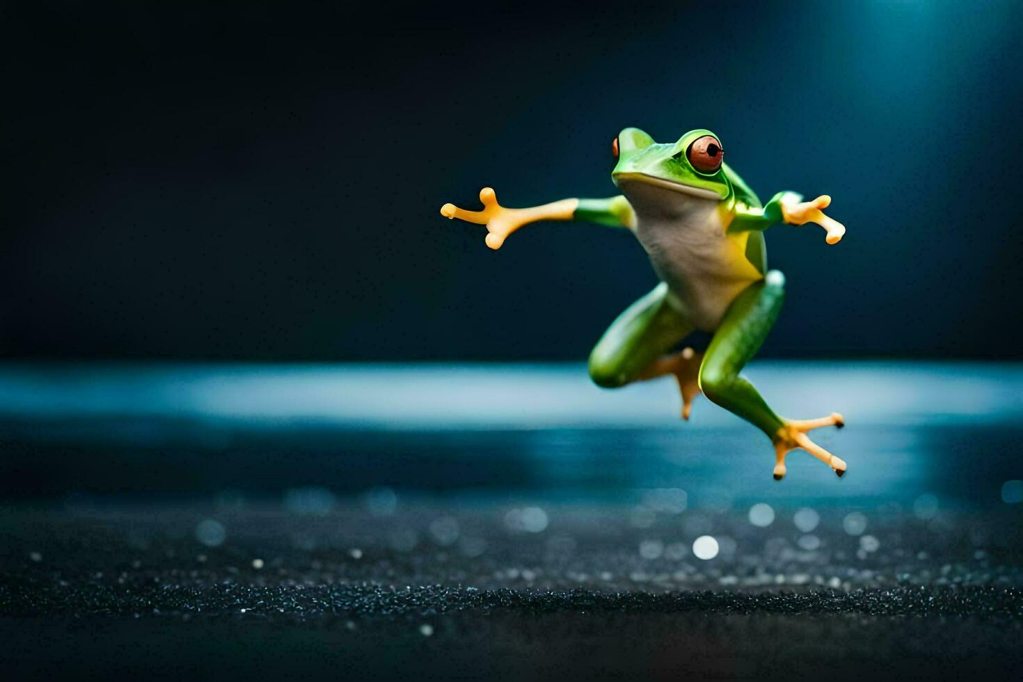 a frog jumping in the air. AI-Generated photo
