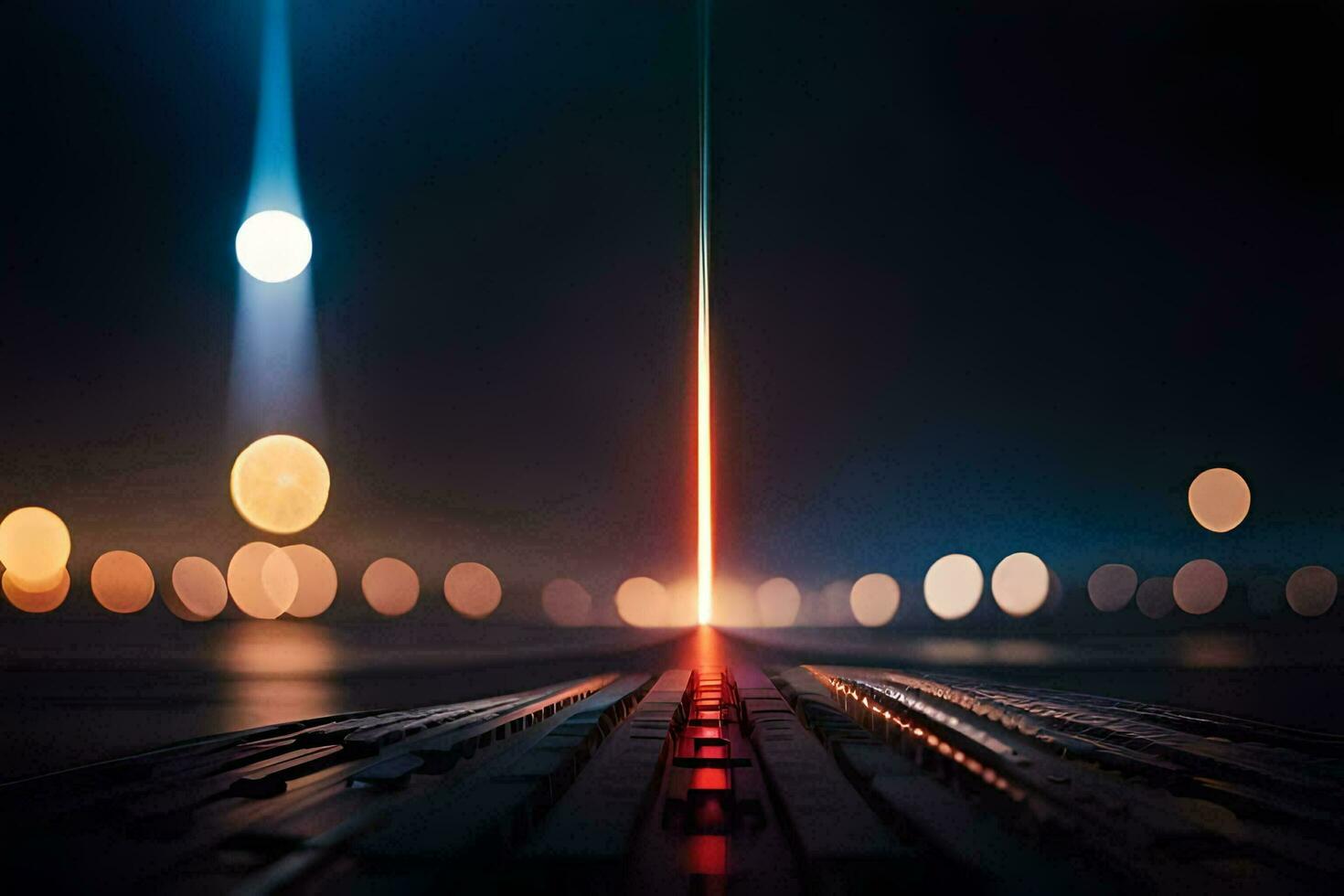 a long exposure photograph of a city street at night. AI-Generated photo