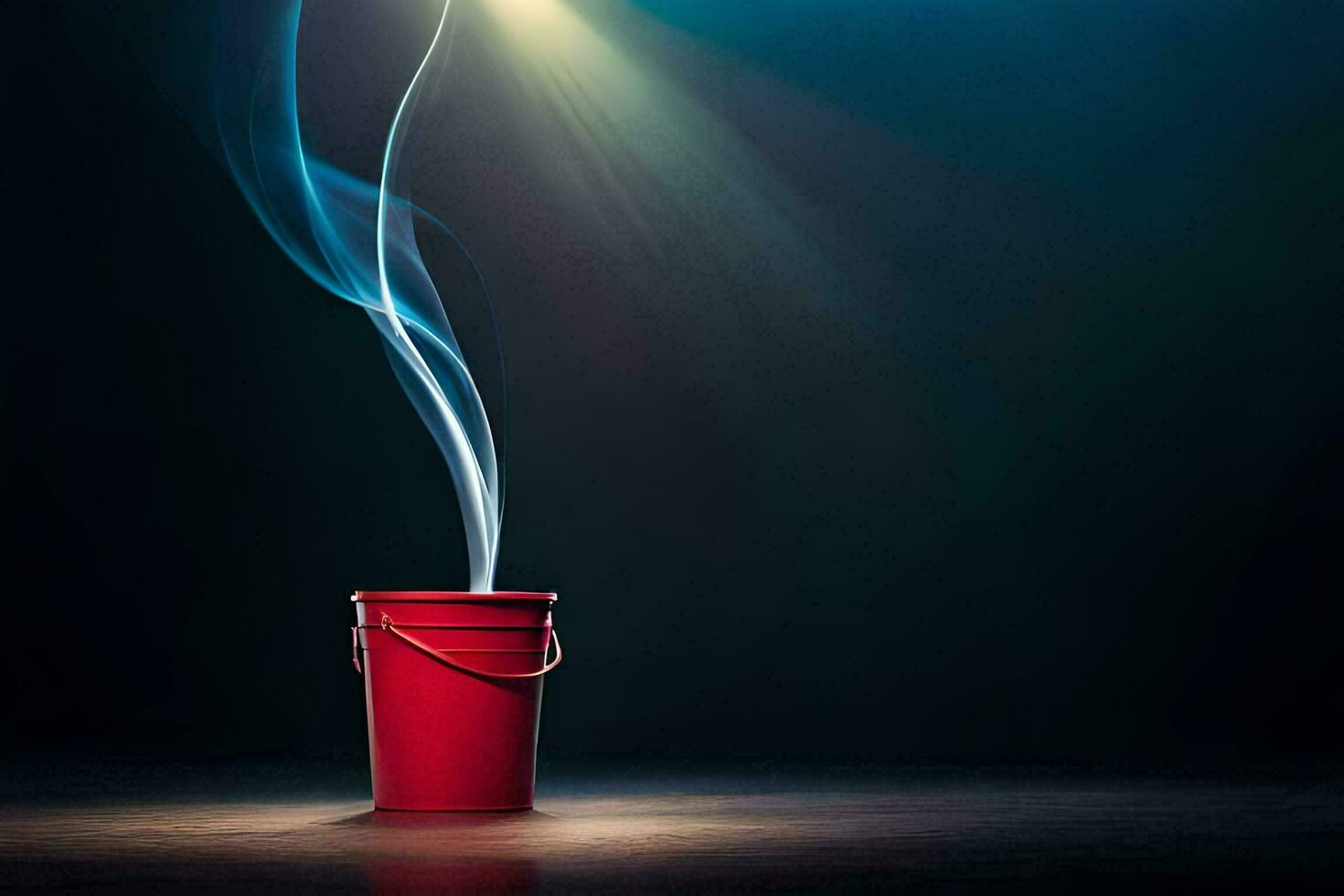 a red bucket with smoke coming out of it. AI-Generated photo