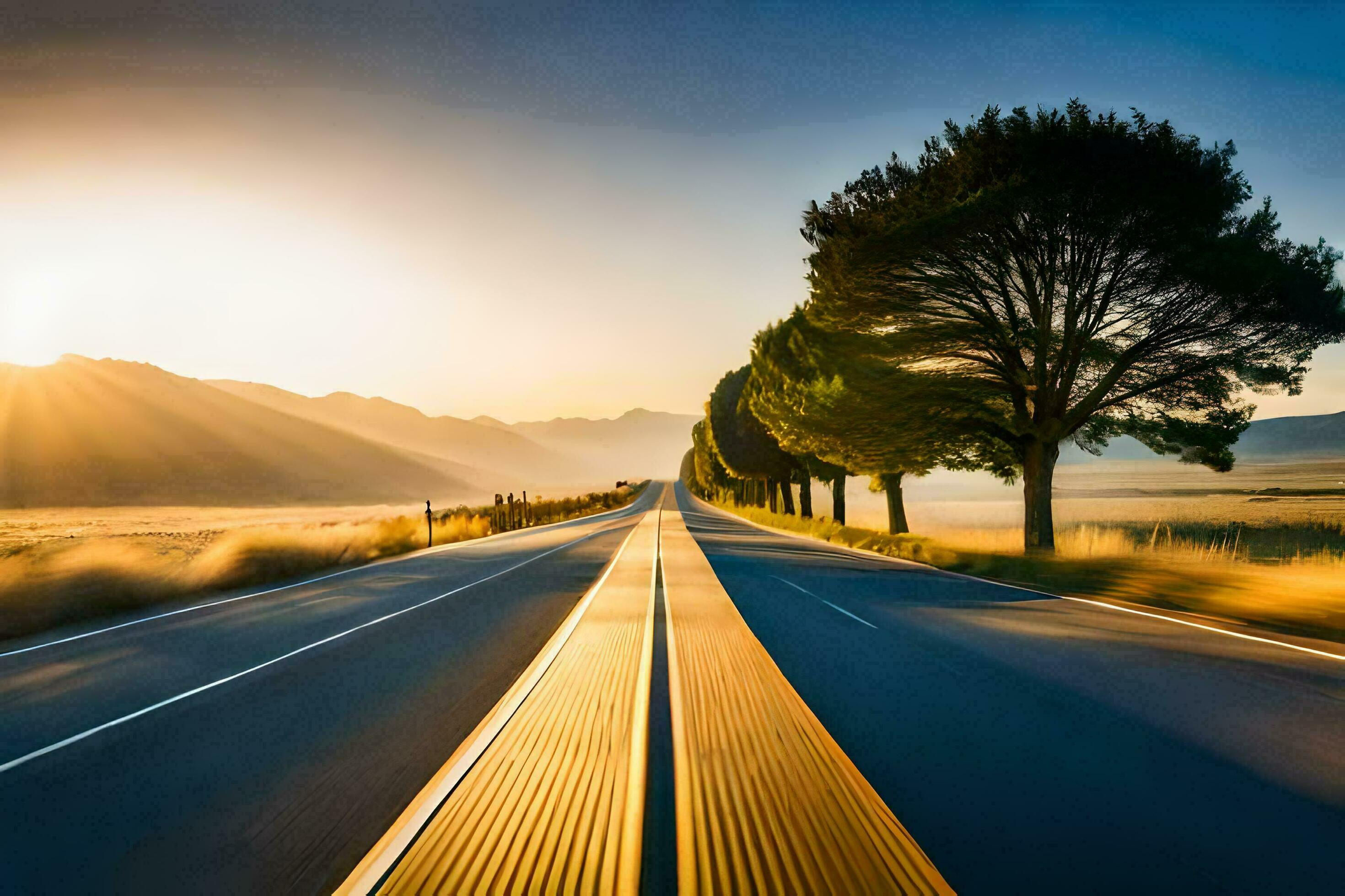 a-long-stretch-of-road-with-trees-in-the-distance-ai-generated