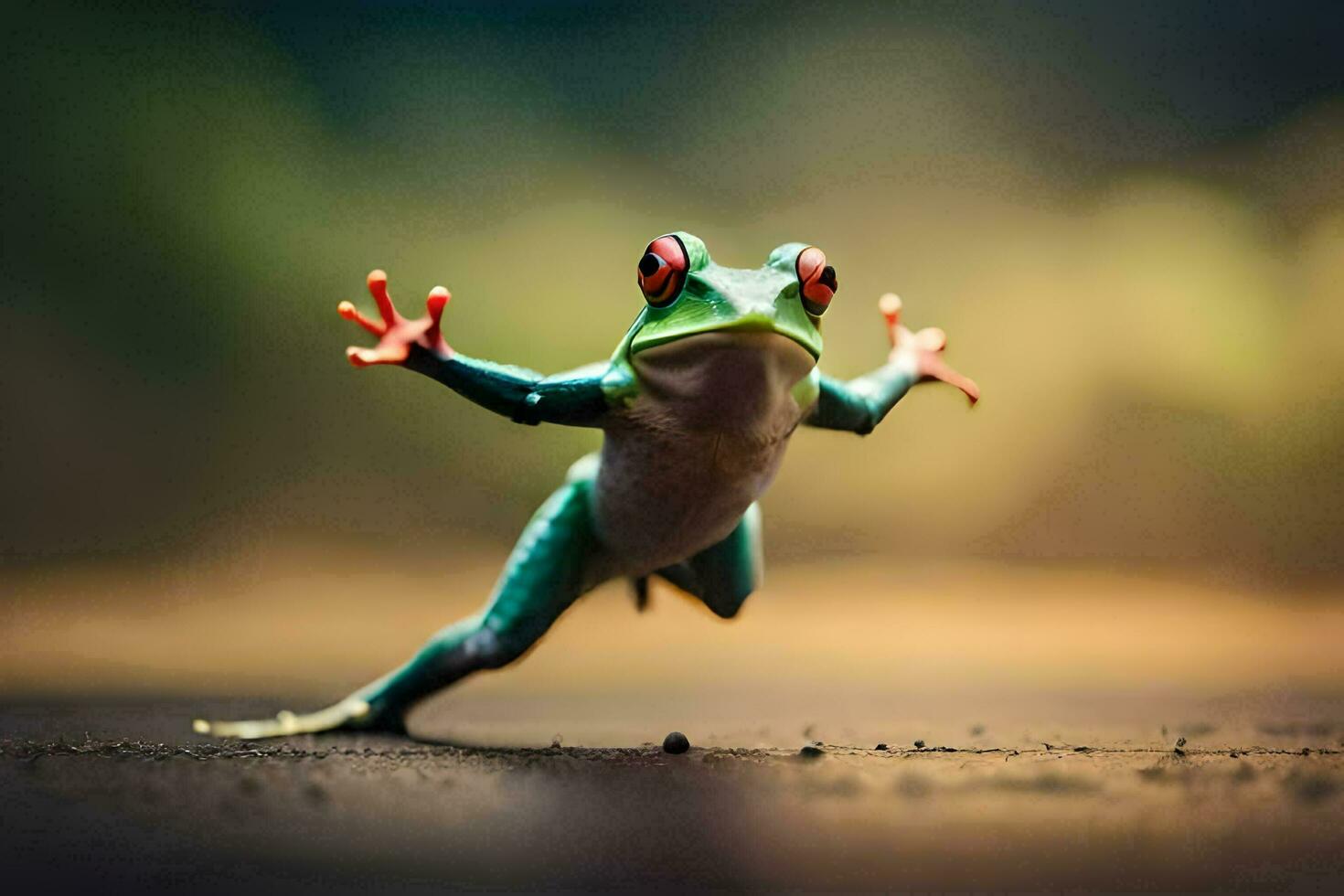 a frog jumping in the air. AI-Generated photo