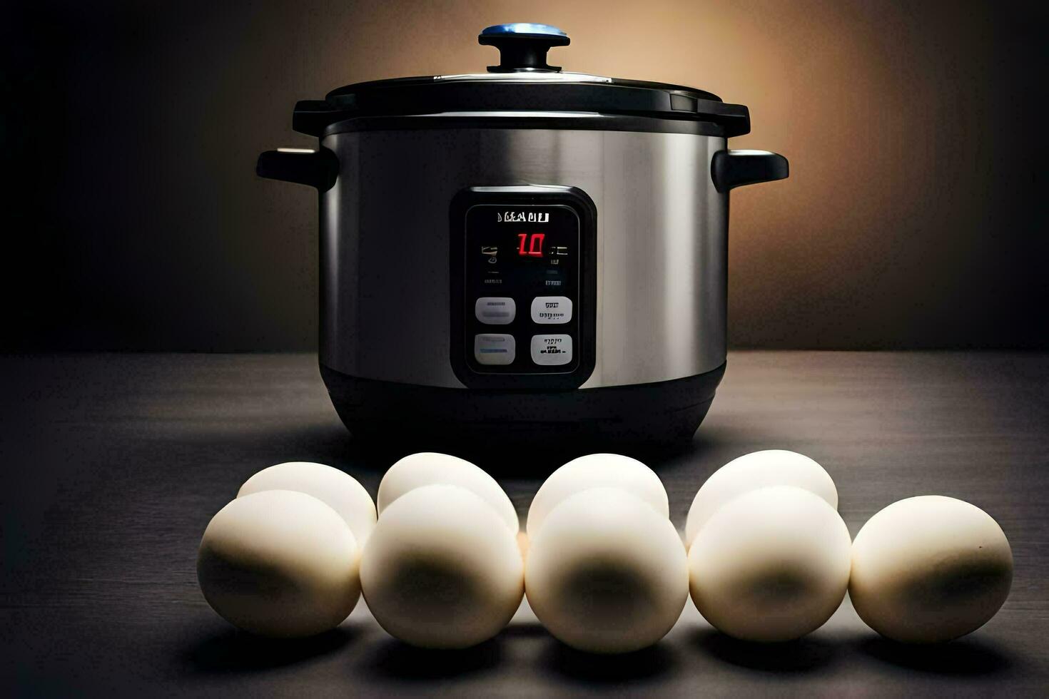 an electric pressure cooker with six eggs. AI-Generated photo
