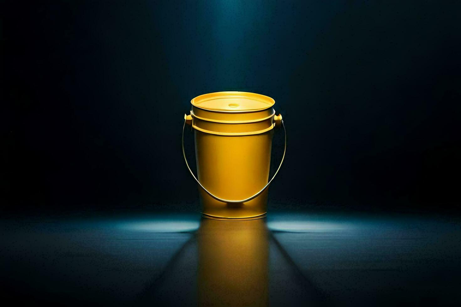 a yellow bucket on a dark background. AI-Generated photo