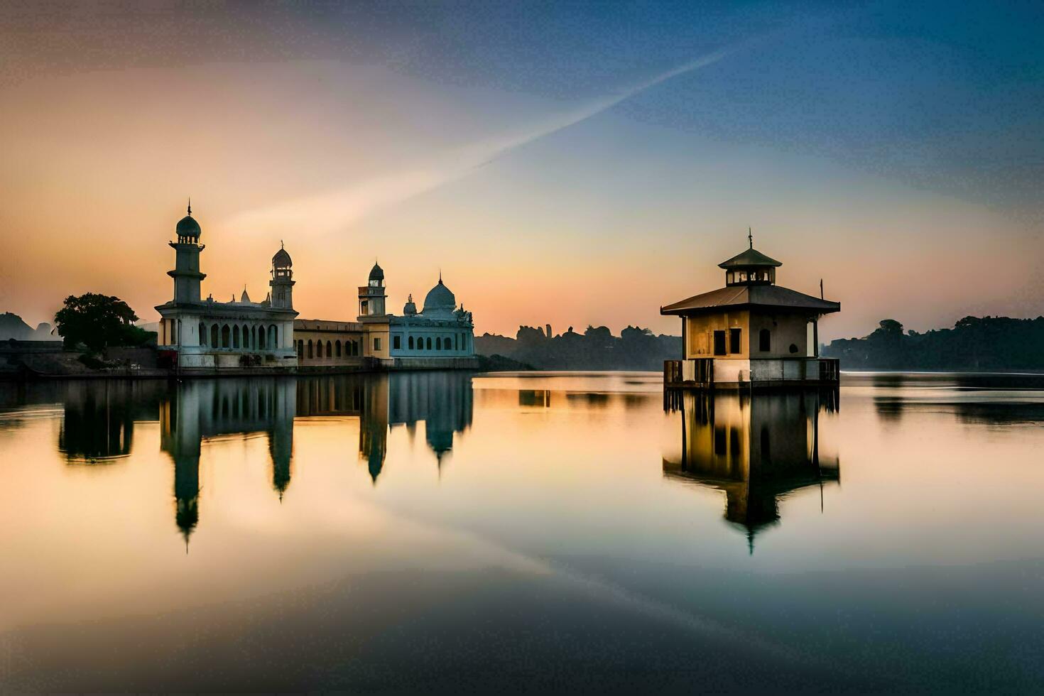 the mosque at sunrise in the morning. AI-Generated photo