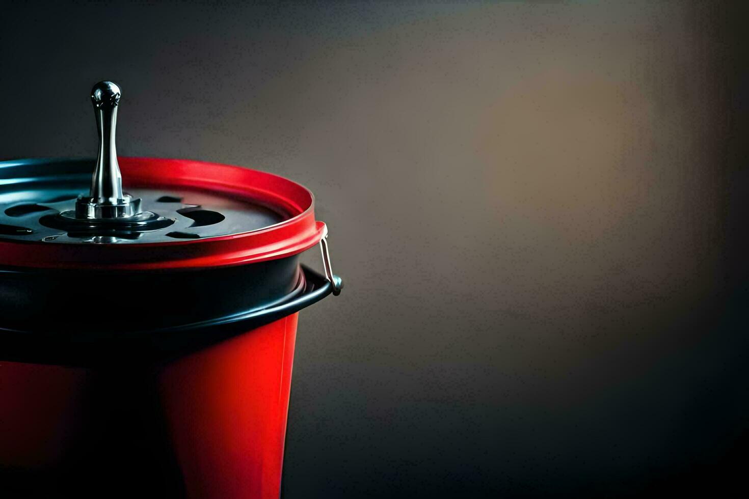 a red bucket with a metal lid. AI-Generated photo