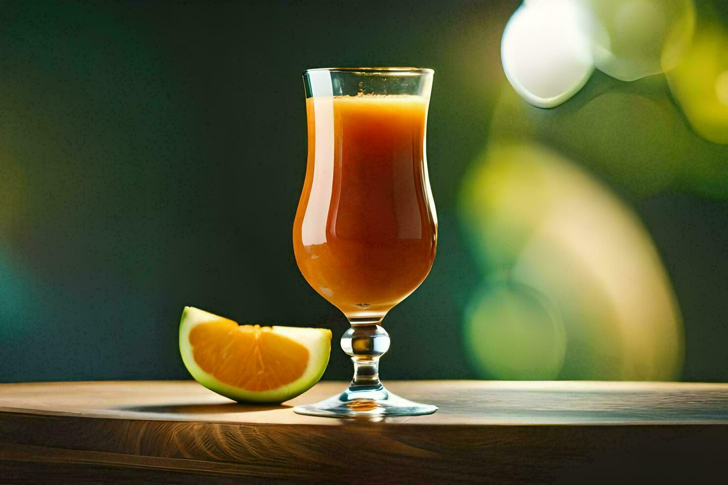 a glass of orange juice with a slice of orange. AI-Generated photo